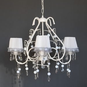 Φωτιστικό κρεμαστό 4 φώτα με καπέλα και κρύσταλλα