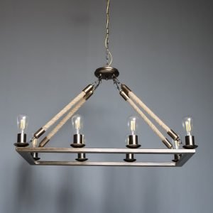 Κρεμαστό φωτιστικό vintage 8 φώτα με σχοινιά