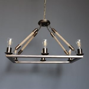 Κρεμαστό φωτιστικό vintage 6 φώτα με σχοινιά