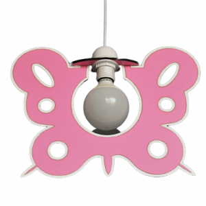 Παιδικό φωτιστικό κρεμαστό ξύλινο πεταλούδα σε ροζ απόχρωση