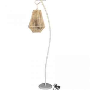 Επιδαπέδιο μεταλλικό φωτιστικό με σχοινί σε εκρού απόχρωση