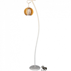 Επιδαπέδιο φωτιστικό από μέταλλο και ξύλο σε εκρού απόχρωση