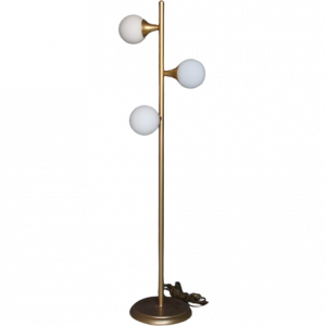Επιδαπέδιο φωτιστικό 3 φώτα με οπάλ γυαλί σε χρυσό ματ απόχρωση