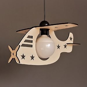 Παιδικό φωτιστικό κρεμαστό ξύλινο σχήμα ελικόπτερο