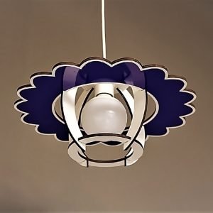 Παιδικό φωτιστικό κρεμαστό ξύλινο μπλε λουλούδι