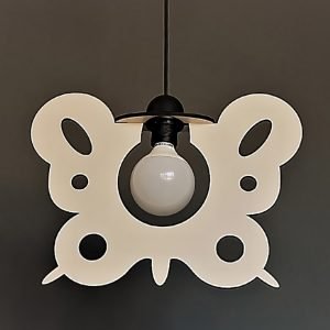 Παιδικό φωτιστικό κρεμαστό ξύλινο πεταλούδα σε λευκή απόχρωση