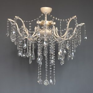 Φωτιστικό κρεμαστό οροφής κρυστάλλινο 6 φώτα σε λευκή απόχρωση