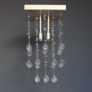 Φωτιστικό κρεμαστό οροφής κρυστάλλινο 4 φώτα σε εκρού απόχρωση