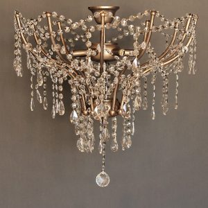 Κρυστάλλινο φωτιστικό οροφής κλασικό 6 φώτα σε αντικέ απόχρωση