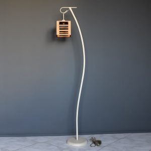 Επιδαπέδιο φωτιστικό από μέταλλο και ξύλο, E27 λαμπτήρας σε εκρού απόχρωση