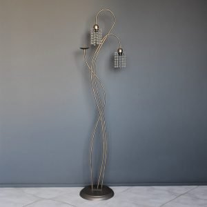 Επιδαπέδιο φωτιστικό 2 φώτα με κρύσταλλα σε χρυσό αντικέ απόχρωση