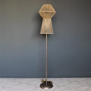 Επιδαπέδιο φωτιστικό με σχοινιά σε χρυσό αντικέ απόχρωση