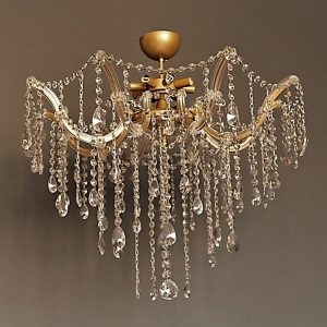 Φωτιστικό κρεμαστό οροφής κρυστάλλινο 6 φώτα σε χρυσό ματ απόχρωση