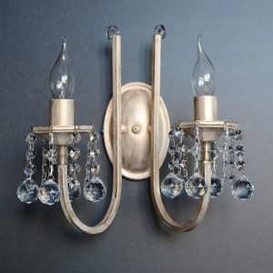 Απλίκα τοίχου με δύο φώτα Ε14 σε εκρού απόχρωση