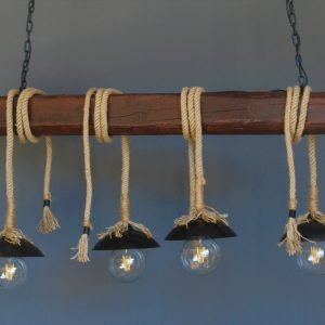 Κρεμαστό φωτιστικό οροφής από κούτσουρο τετράφωτο