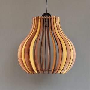 Ξύλινο κρεμαστό φωτιστικό οροφής μονόφωτo