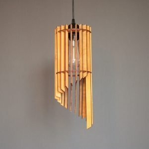 Ξύλινο κρεμαστό φωτιστικό οροφής μονόφωτo