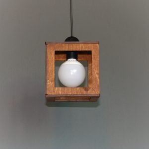 Ξύλινο κρεμαστό φωτιστικό οροφής μονόφωτo