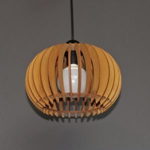 Ξύλινο κρεμαστό φωτιστικό οροφής μονόφωτo