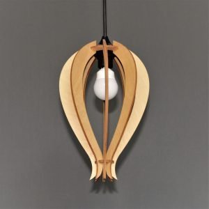 Ξύλινο κρεμαστό φωτιστικό οροφής μονόφωτο