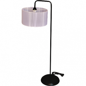 Επιδαπέδιο φωτιστικό με λευκό καπέλο και σκελετό σε μαύρη απόχρωση