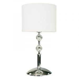 Επιτραπέζιο φωτιστικό από χρώμιο μέταλλο κρύσταλλο και υφασμάτινο καπέλο