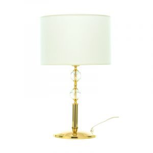 Επιτραπέζιο φωτιστικό από χρυσό μέταλλο κρύσταλλο και υφασμάτινο καπέλο