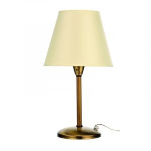 Επιτραπέζιο φωτιστικό από μέταλλο σε οξυντέ απόχρωση και υφασμάτινο καπέλο