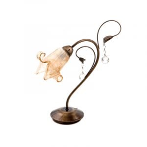 Επιτραπέζιο φωτιστικό από οξυντέ μέταλλο κρύσταλλα και μελί γυαλί