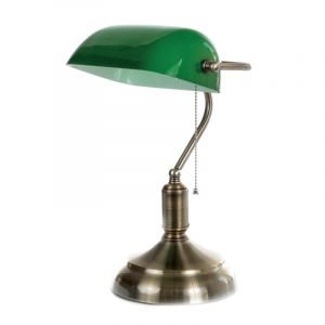 Επιτραπέζιο φωτιστικό από οξυντέ μέταλλο και πράσινο γυαλί