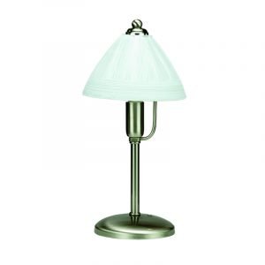 Επιτραπέζιο φωτιστικό από νίκελ ματ μέταλλο και λευκό γυαλί