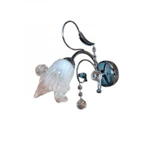 Επιτοίχιο φωτιστικό από χρώμιο μέταλλο κρύσταλλα και λευκό γυαλί