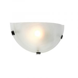 Επιτοίχιο φωτιστικό από χρώμιο μέταλλο και λευκό γυαλί