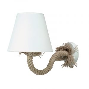 Επιτοίχιο φωτιστικό από σχοινί και υφασμάτινο καπέλο