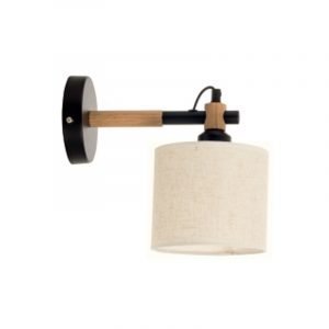 Επιτοίχιο φωτιστικό από μαύρο μέταλλο και υφασμάτινο καπέλο