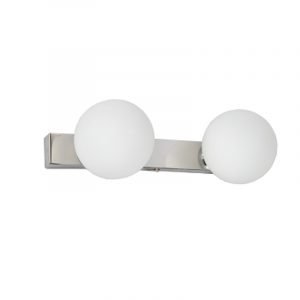 Επιτοίχιο φωτιστικό από χρώμιο μέταλλο και λευκή οπαλίνα