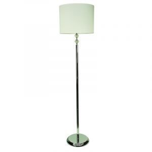 Επιδαπέδιο φωτιστικό από χρώμιο μέταλλο κρύσταλλο και υφασμάτινο καπέλο