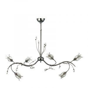 Κρεμαστό φωτιστικό από χρώμιο μέταλλο κρύσταλλα και λευκό γυαλί