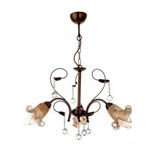 Κρεμαστό φωτιστικό από οξυντέ μέταλλο κρύσταλλα και μελί γυαλί