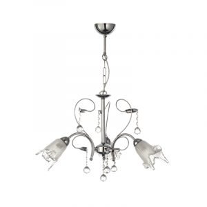 Κρεμαστό φωτιστικό από χρώμιο μέταλλο κρύσταλλα και λευκό γυαλί