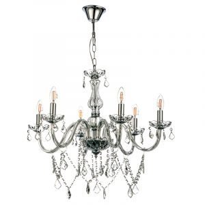 Κρεμαστό φωτιστικό από διάφανο γυαλί και κρύσταλλα