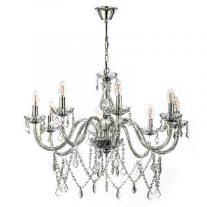 Κρεμαστό φωτιστικό από διάφανο γυαλί και κρύσταλλα