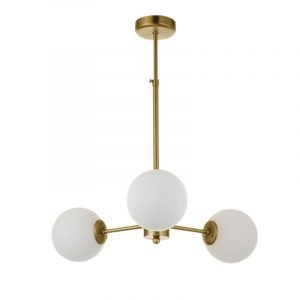 Κρεμαστό φωτιστικό από χρυσό ματ μέταλλο και λευκή οπαλίνα