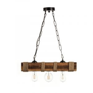 Κρεμαστό φωτιστικό από ξύλο και σχοινί