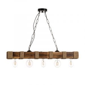 Κρεμαστό φωτιστικό από ξύλο και σχοινί