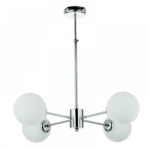 Κρεμαστό φωτιστικό από χρώμιο μέταλλο και λευκή οπαλίνα