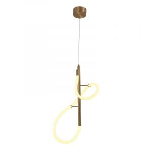 Κρεμαστό φωτιστικό από χρυσαφί μέταλλο και σωλήνα σιλικόνης