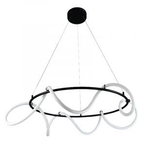 Κρεμαστό φωτιστικό από μαύρο μέταλλο και σωλήνα σιλικόνης