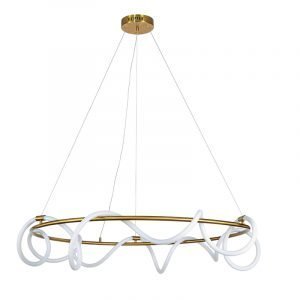 Κρεμαστό φωτιστικό από χρυσό μέταλλο και σωλήνα σιλικόνης