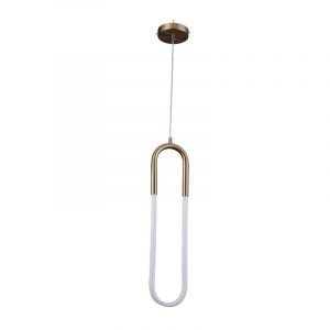 Κρεμαστό φωτιστικό από χρυσαφί μέταλλο και σωλήνα PVC